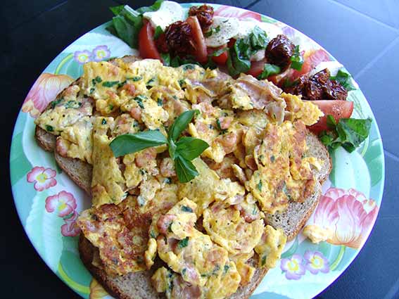 Omelet met Ham en Garnalen